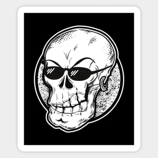 Cool skull with sunglasses (white) Magnet